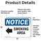 Signmission Smoking Area (Left Arrow) Sign With Symbol, 7 in W x Rectangle, Vinyl Decal OS-2PACK-NS-D-57-L-18352 - alternate 2